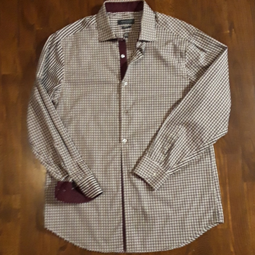 Mens Perry Ellis "Slim Fit" Plaid Shirt Sz M